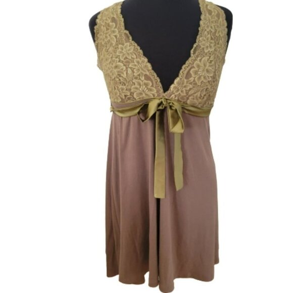 Vintage lace top mini dress srmy green and olive green - Picture 1 of 5